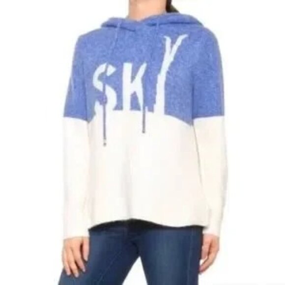 Cupcakes and Cashmere Hoodie Sweater Ski Blue White Small - Picture 1 of 10